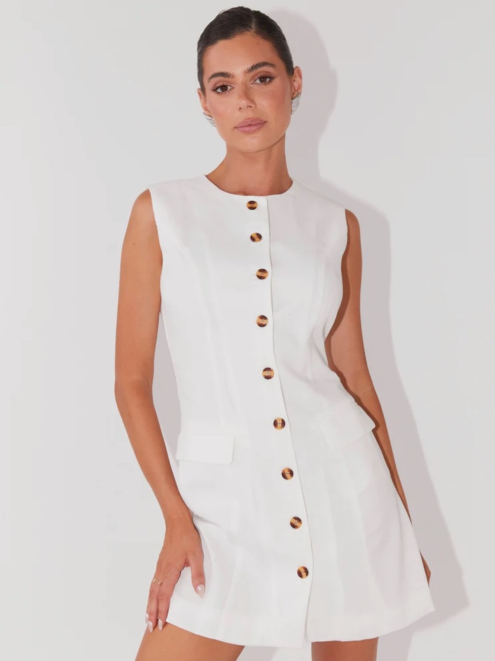 Peppermayo White Castello Fiore Linen Mini Dress Size US 2